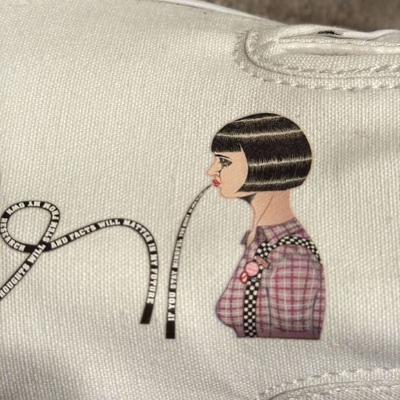 Custom vans white sneaker with cool design on top women’s size 8.5 NWOT - Picture 12 of 13